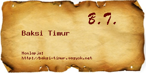 Baksi Timur névjegykártya